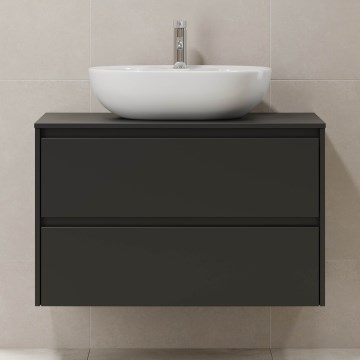 Badezimmerschrank TRONDHEIM für Waschbecken 90 cm, schwarz