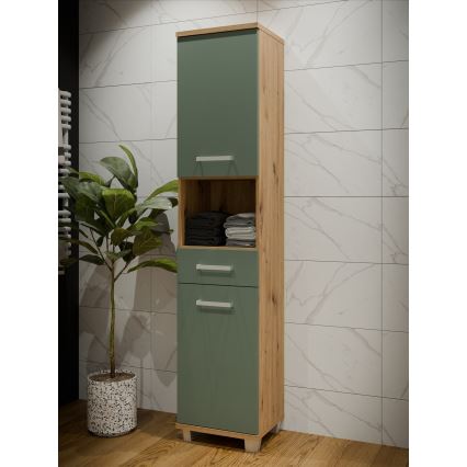 Badezimmerschrank VENOM grün/Artisan-Eiche