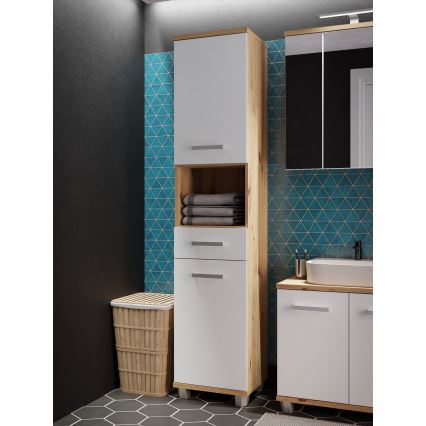 Badezimmerschrank VENOM Weiß/Artisan-Eiche