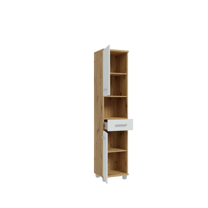 Badezimmerschrank VENOM weiß/Eiche Artisan