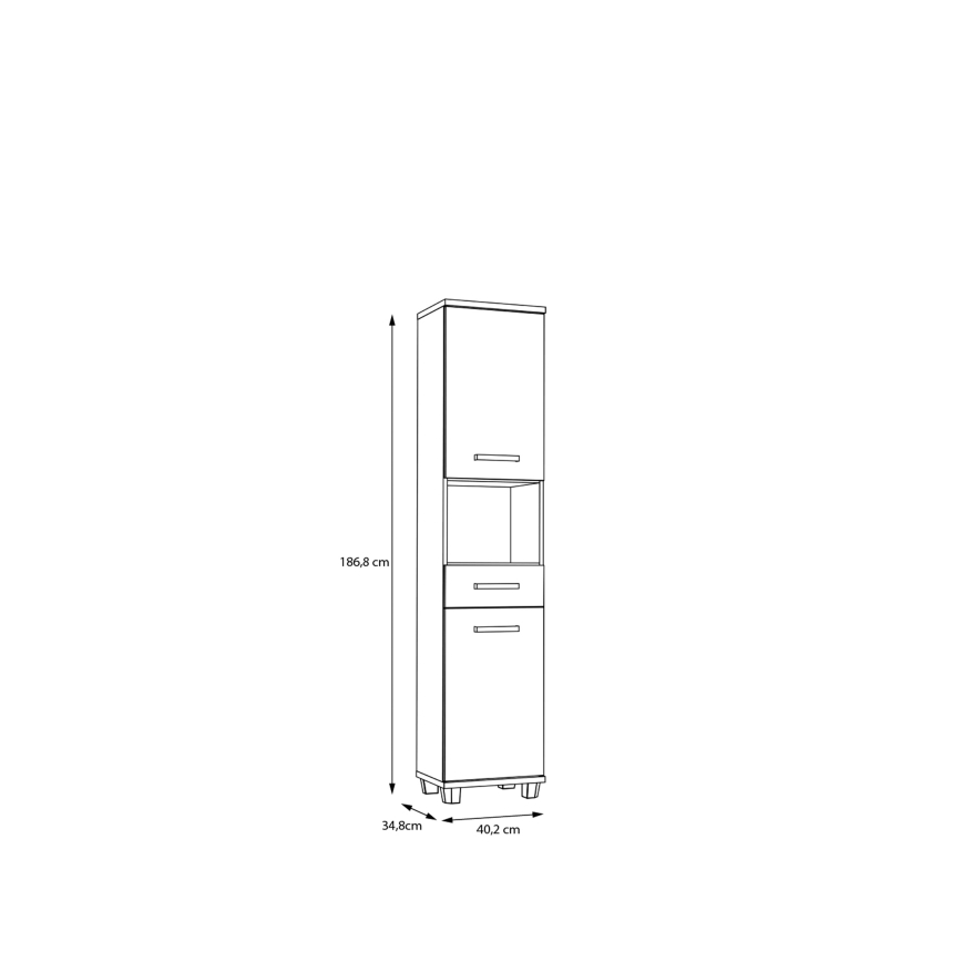 Badezimmerschrank VENOM weiß/Eiche Artisan