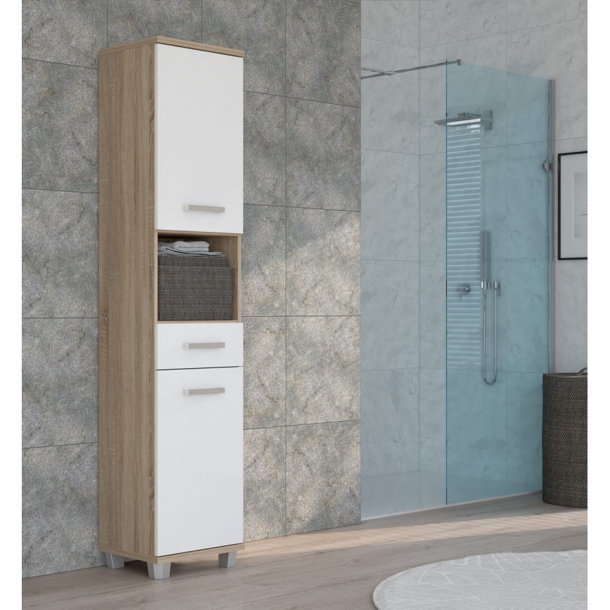 Badezimmerschrank VENOM weiß/Sonoma-Eiche