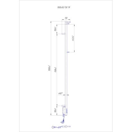 Badheizkörper RAY 35W/230V 150x30 cm IP44 Edelstahl/Schwarz
