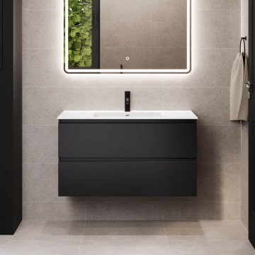 Badmöbel-Set HELSINKI 120 cm mit Waschbecken, schwarz