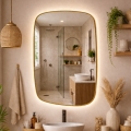 Baltica Design - LED Badezimmer-Wandspiegel mit Hintergrundbeleuchtung STONE CALM LED/15W/230V 4500K 90x60 cm IP65 goldfarben