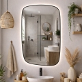 Baltica Design - LED Badezimmer-Wandspiegel mit Hintergrundbeleuchtung STONE CALM LED/15W/230V 4500K 90x60 cm IP65 schwarz