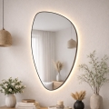 Baltica Design - LED Badezimmer-Wandspiegel mit Hintergrundbeleuchtung STONE FLUID LED/15W/230V 2700K 92x55 cm IP65 schwarz