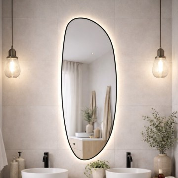 Baltica Design - LED Badezimmer-Wandspiegel mit Hintergrundbeleuchtung STONE FLUID LED/15W/230V 4500K 155x50 cm IP65 schwarz