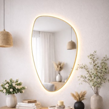 Baltica Design - LED Badezimmer-Wandspiegel mit Hintergrundbeleuchtung STONE FLUID LED/15W/230V 4500K 92x55 cm IP65 gold