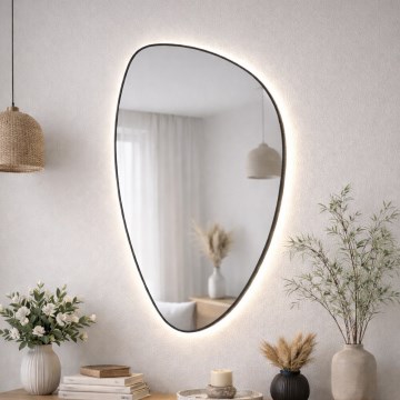 Baltica Design - LED-Badezimmer-Wandspiegel mit Hintergrundbeleuchtung STONE FLUID LED/15W/230V 4500K 92x55 cm IP65 schwarz