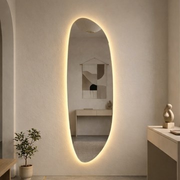 Baltica Design - LED-Badezimmer-Wandspiegel mit integrierter Beleuchtung STONE FLUID LED/15W/230V 2700K 155x50 cm IP65