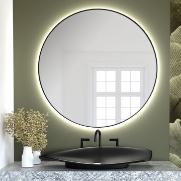 Baltica Design - LED-Badezimmerspiegel zur Wandmontage mit Hintergrundbeleuchtung BRIGHT LED/15W/230V 4500K Ø 70 cm IP65 schwarz