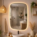 Baltica Design - LED-beleuchteter Badezimmer-Wandspiegel STONE CALM LED/15W/230V 2700K 90x60 cm IP65 schwarz