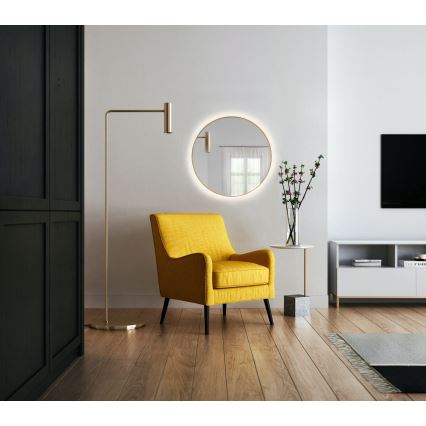 Baltica Design - LED-Badezimmer-Wandspiegel mit Hintergrundbeleuchtung BRIGHT LED/15W/230V 3000K Ø 80 cm IP65 goldfarben
