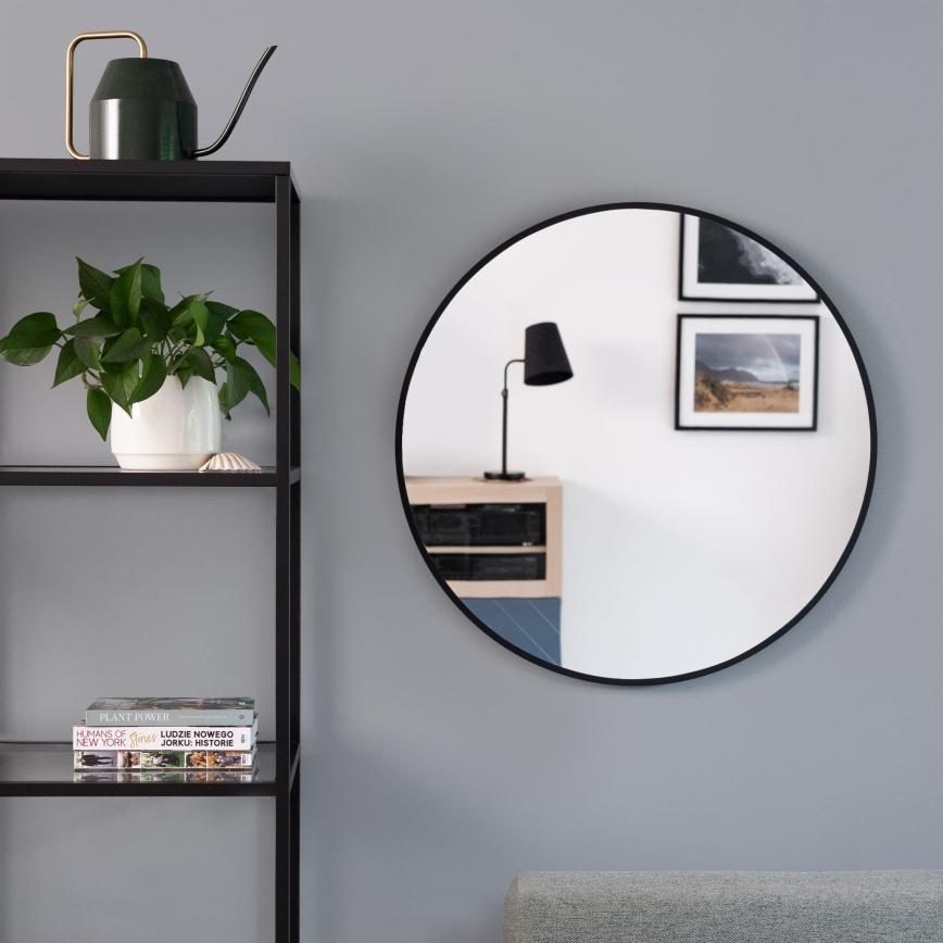 Baltica Design - LED-Badezimmer-Wandspiegel mit Hintergrundbeleuchtung BRIGHT LED/15W/230V 3000K Ø 90 cm IP65 Schwarz