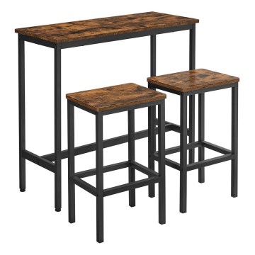 Bar-Set: Bartisch mit 2 Barhockern BARTIS, braun/schwarz