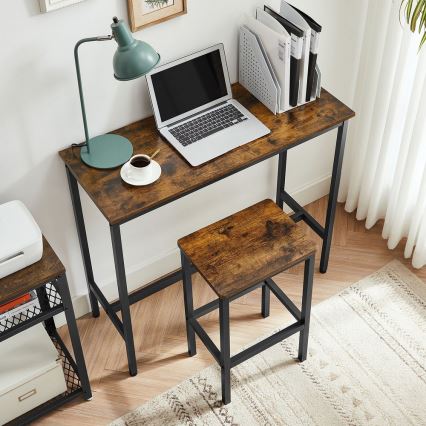 Bar-Set: Bartisch mit 2 Barhockern BARTIS, braun/schwarz