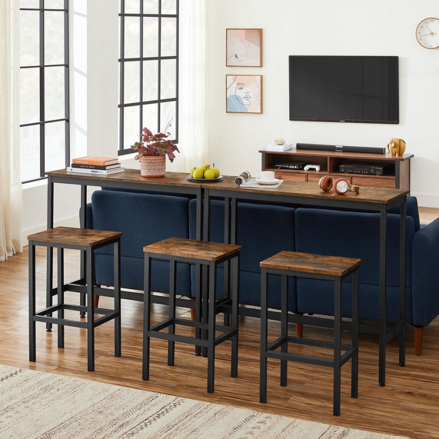 Bar-Set: Bartisch mit 2 Barhockern BARTIS, braun/schwarz