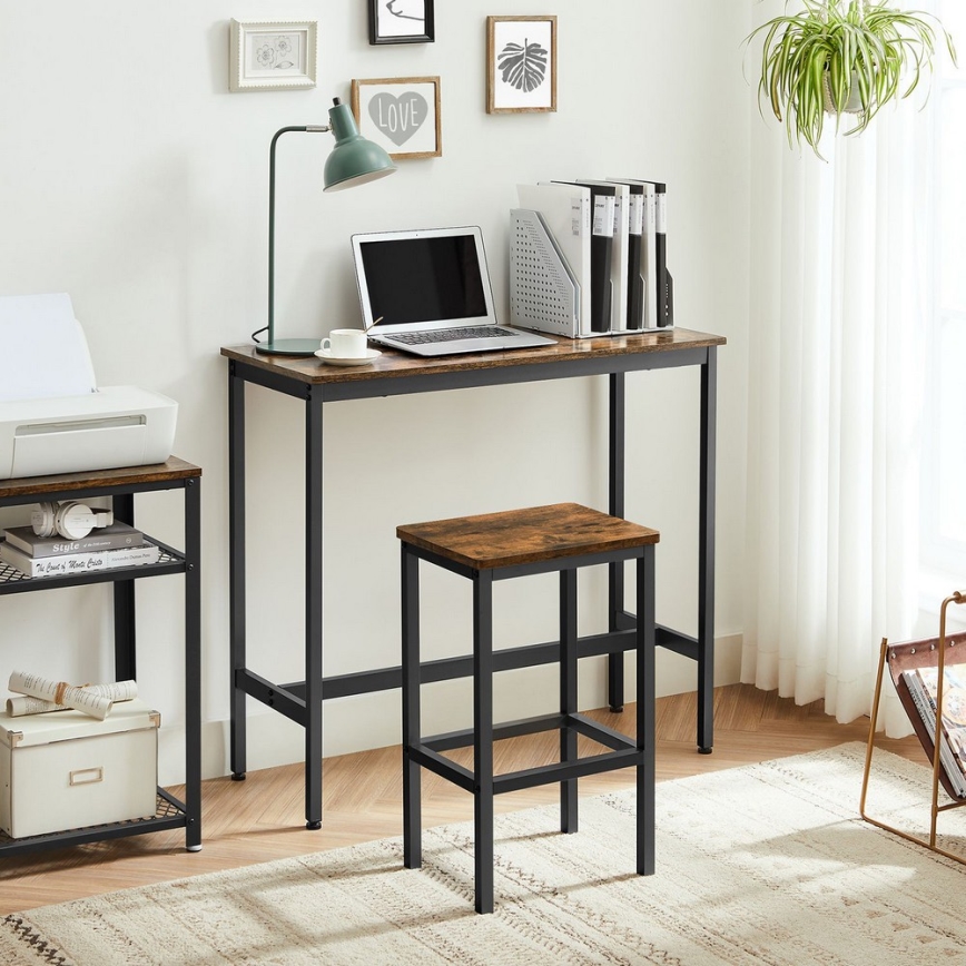 Bar-Set: Bartisch mit 2 Barhockern BARTIS, braun/schwarz