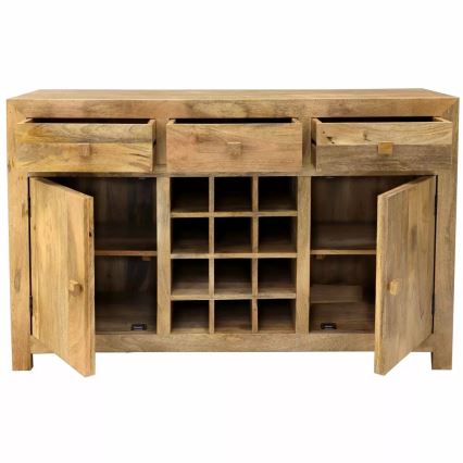 Barschrank HINA 140x90 cm Massivholz/Mangobaum