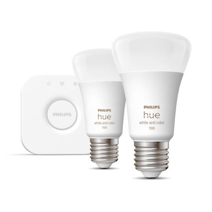 Grundausstattung Philips Hue WHITE AND COLOR AMBIANCE 2xE27/9W/230V 2000-6500K + Anschlussvorrichtung