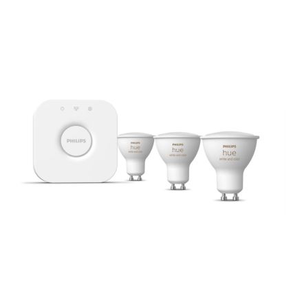 Basis-Set Philips Hue WHITE AND COLOR AMBIANCE 3xGU10/5,7W/230V 2000-6500K + Verbindungsgerät