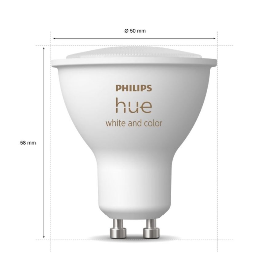 Basis-Set Philips Hue WHITE AND COLOR AMBIANCE 3xGU10/5,7W/230V 2000-6500K + Verbindungsgerät