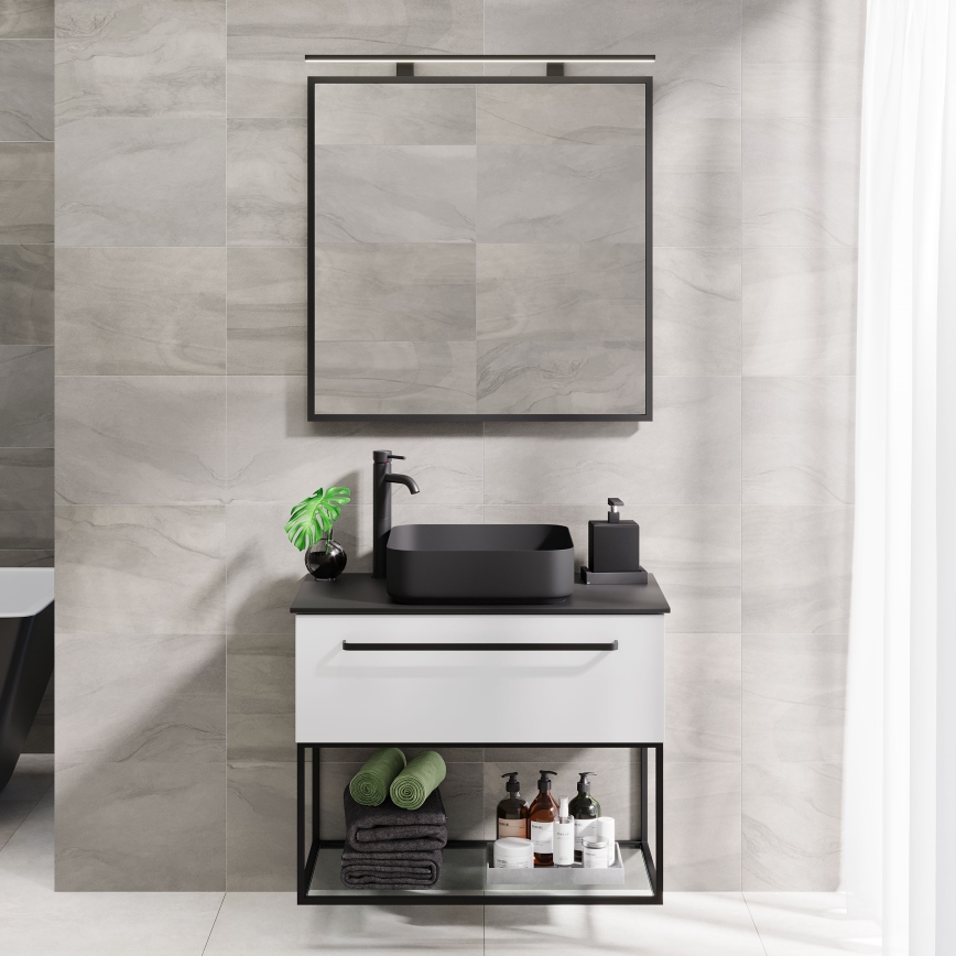 BATH DELUXE 01-080-05-02-00 - Badezimmerspiegel BORGSTED 80x80 cm schwarz