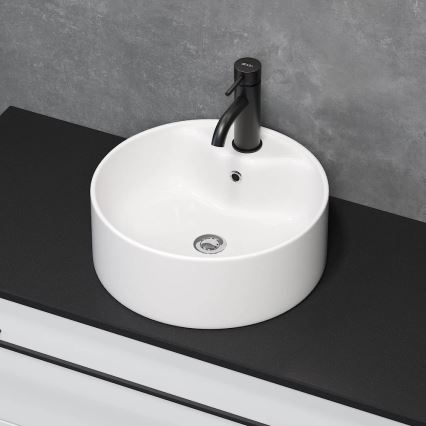 BATH DELUXE 06-038-09-11-00 - Aufsatzwaschbecken VIKEDAL Ø 38 cm Keramik/weiß