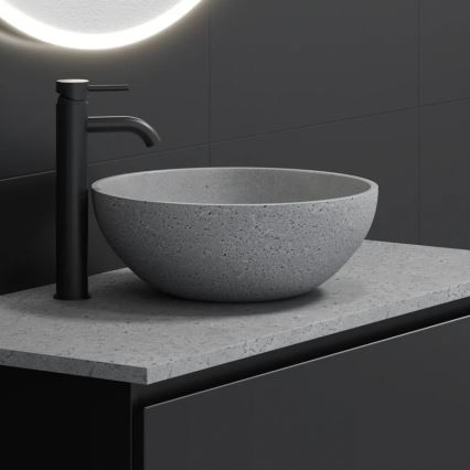 BATH DELUXE 06-039-19-23-00 - Aufsatzwaschbecken BERGEN Ø 39 cm Beton/Grau