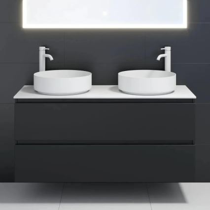 BATH DELUXE 06-040-16-01-00 - Aufsatzwaschbecken LJORDAL Ø 40 cm Edelstahl/mattweiß