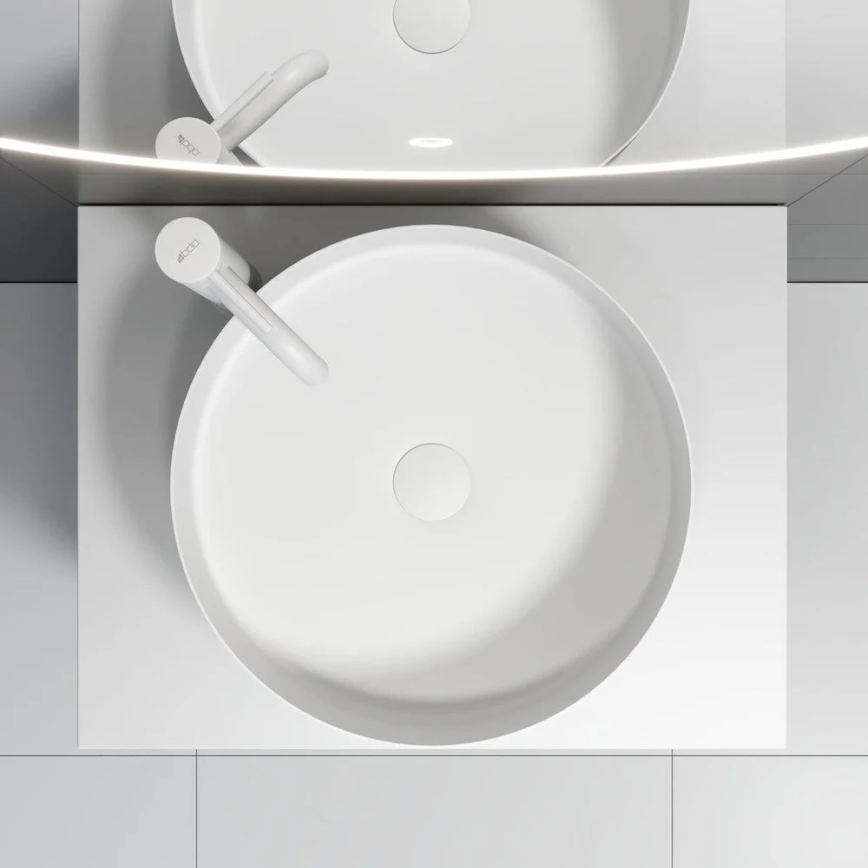 BATH DELUXE 06-040-16-01-00 - Aufsatzwaschbecken LJORDAL Ø 40 cm Edelstahl/mattweiß