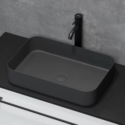 BATH DELUXE 06-052-18-02-00 - Aufsatzwaschbecken LJORDAL 52x34 cm Edelstahl/matt schwarz