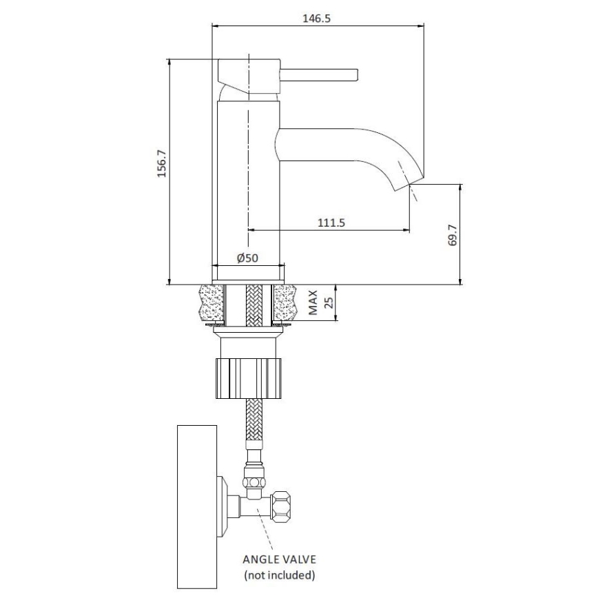 BATH DELUXE 28-005-01-02-04 - Waschbeckenarmatur DRAGOR 15,6 cm matt schwarz