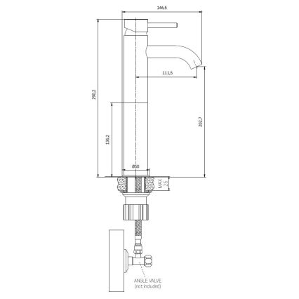 BATH DELUXE 28-005-02-01-00 - Waschbeckenarmatur DRAGOR 29 cm mattweiß