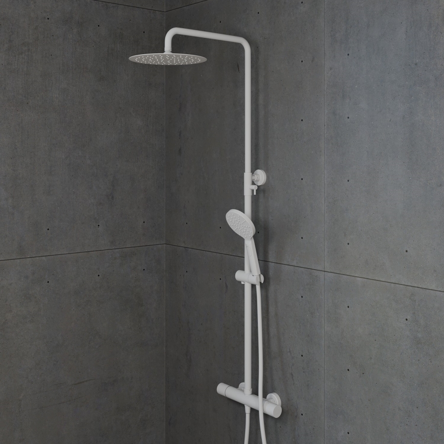 BATH DELUXE 31-120-05-01-00 - Duschgarnitur mit Thermostatarmatur DRAGOR mattweiß