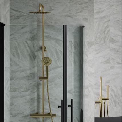 BATH DELUXE 31-120-05-70-00 - Duschgarnitur mit Thermostatarmatur DRAGOR gebürstetes Messing