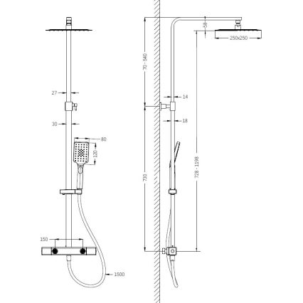 BATH DELUXE 31-120-06-60-00 - Duschgarnitur mit Thermostatarmatur NAESBY glänzendes Chrom