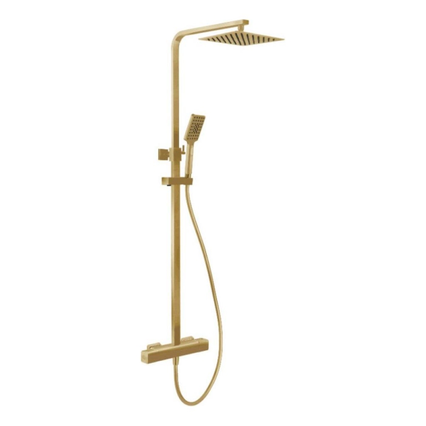 BATH DELUXE 31-120-06-70-00 - Duschgarnitur mit Thermostatarmatur NAESBY gebürstetes Messing