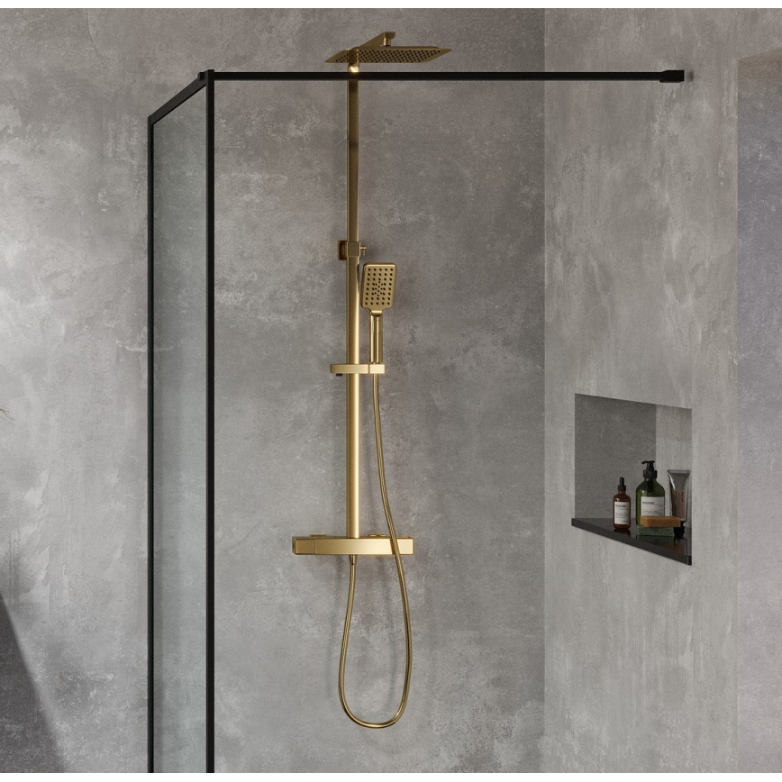 BATH DELUXE 31-120-06-70-00 - Duschgarnitur mit Thermostatarmatur NAESBY gebürstetes Messing