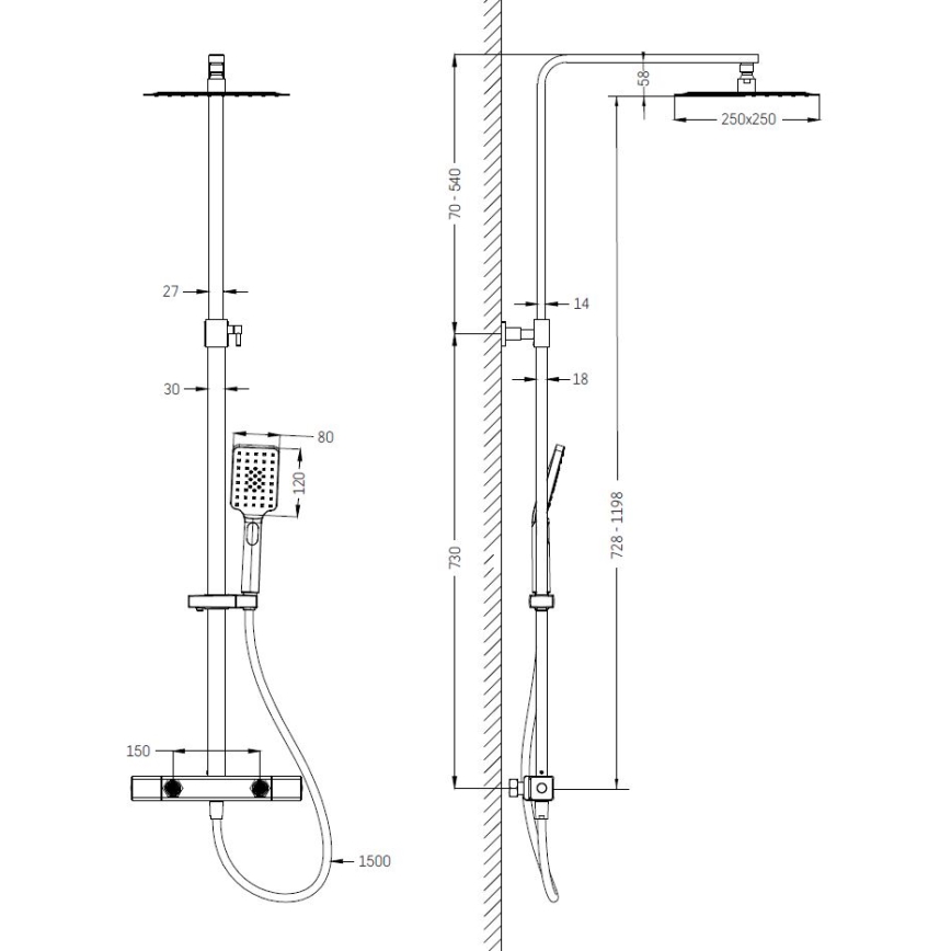 BATH DELUXE 31-120-06-70-00 - Duschgarnitur mit Thermostatarmatur NAESBY gebürstetes Messing