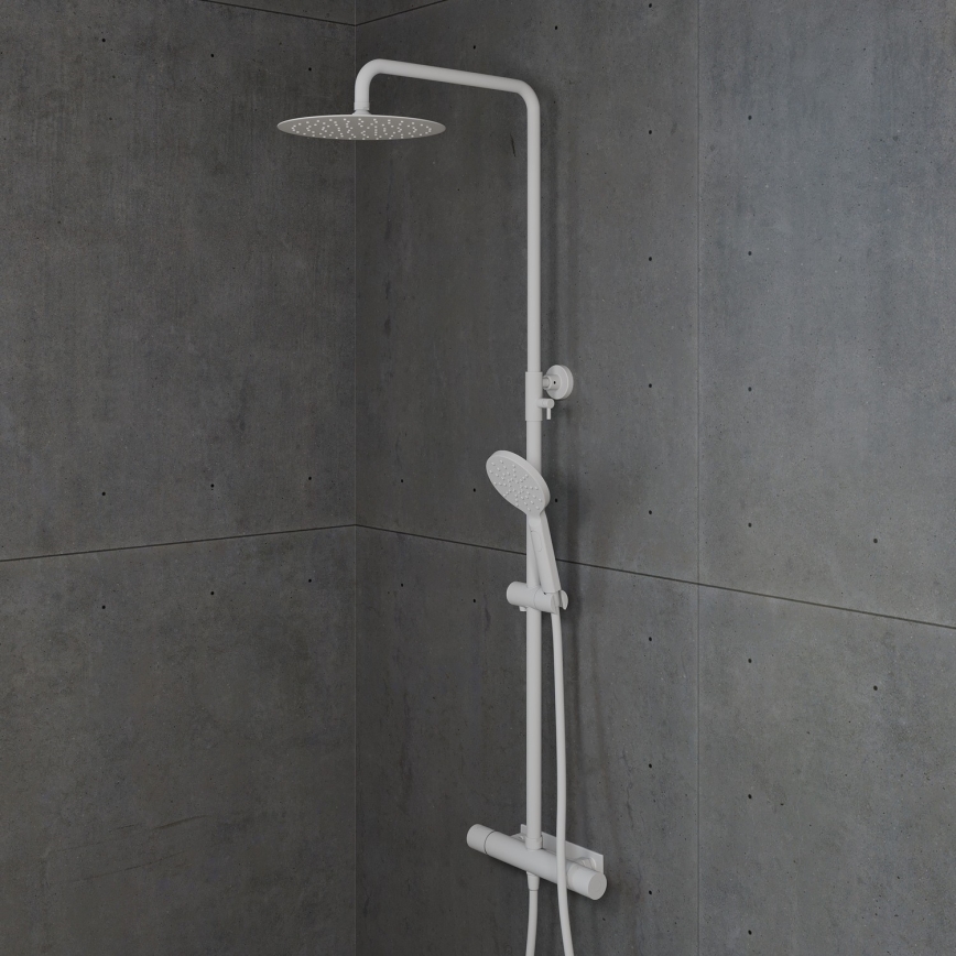 BATH DELUXE 31-120-07-01-00 - Duschgarnitur mit Thermostatarmatur DRAGOR mattweiß