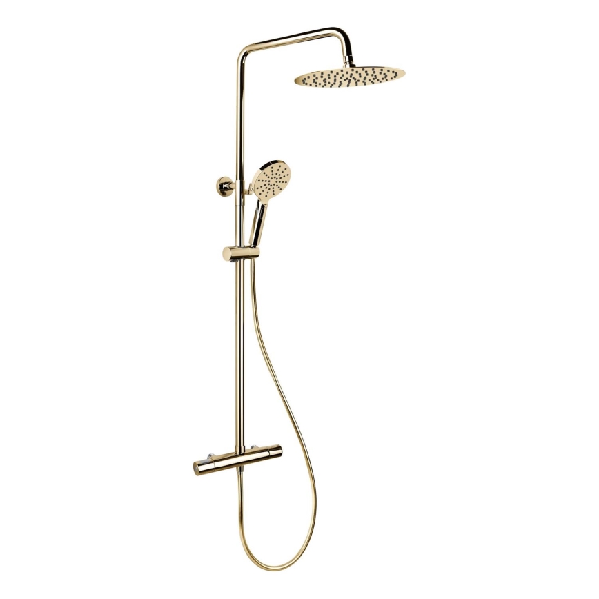 BATH DELUXE 31-120-07-64-00 - Duschgarnitur mit Thermostatarmatur DRAGOR glänzendes Messing