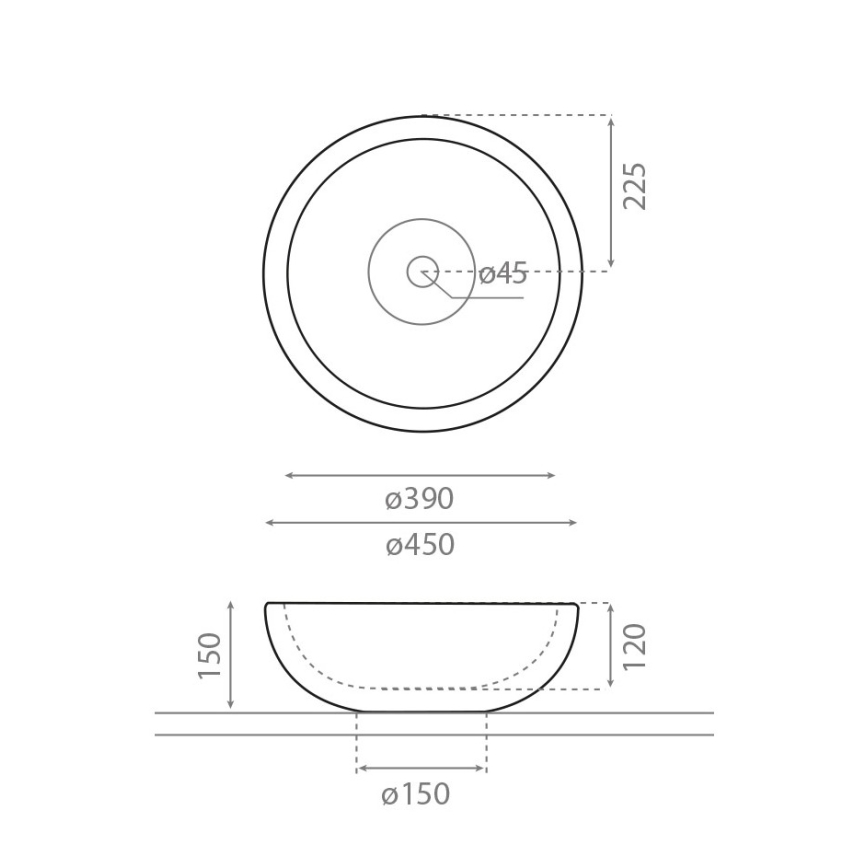 Bathco 00317 - Aufsatzwaschbecken PUKET Ø 45 cm, Stein/Grau