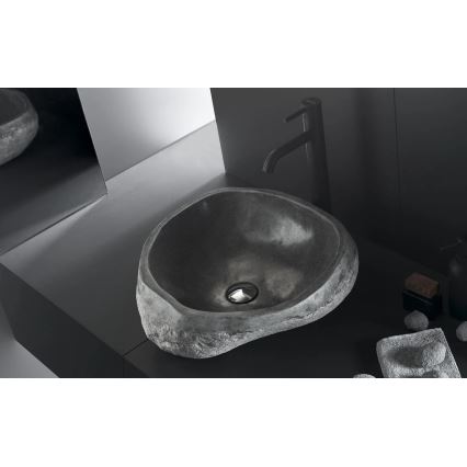 Bathco 00393 - Aufsatzwaschbecken RIO 52x47 cm Stein/Grau