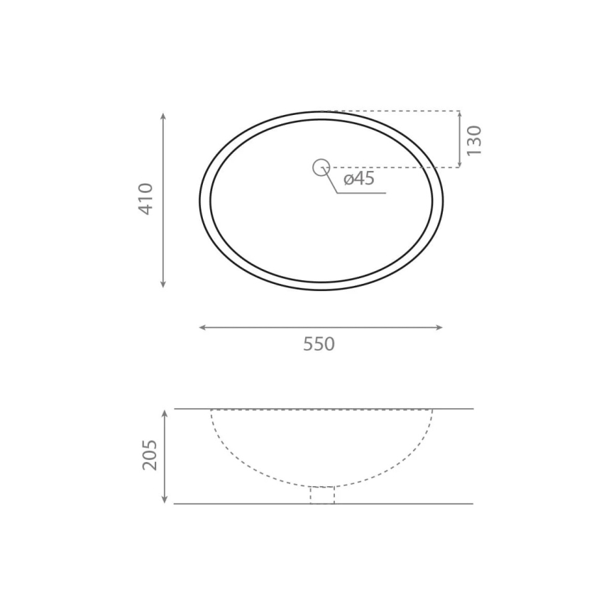 Bathco 0053 - Einbauwaschbecken ANCONA 55x41 cm Porzellan/Weiß