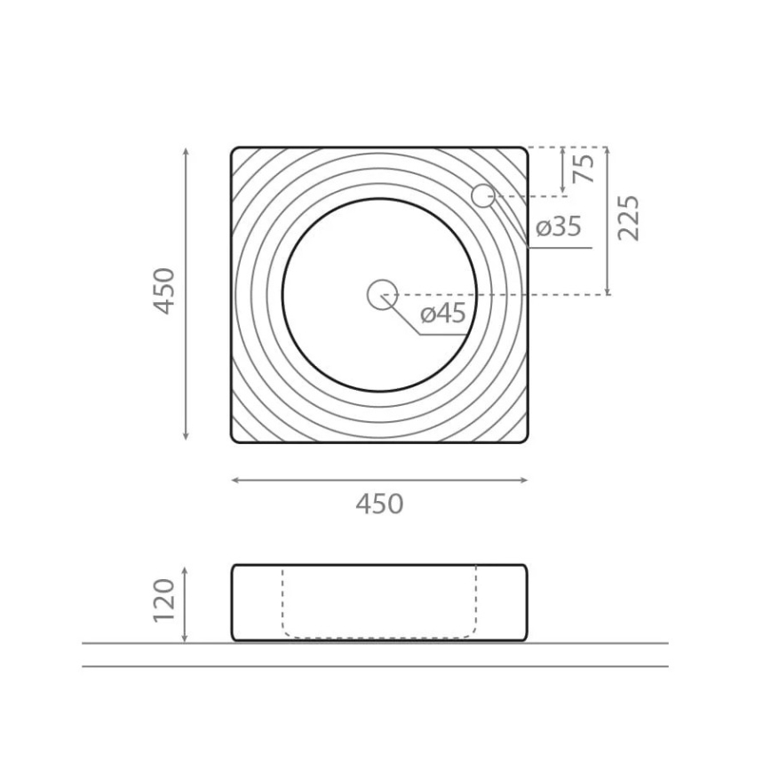 Bathco 0081 - Aufsatzwaschbecken GOTA 45x45 cm Porzellan/weiß