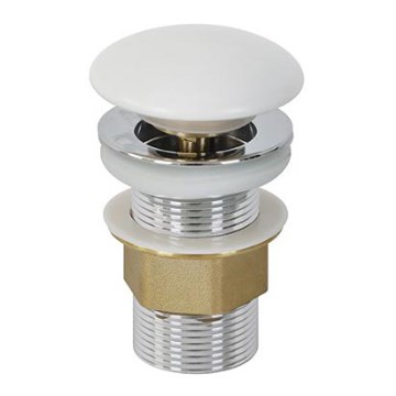 Bathco 0212MT- Waschbeckenablauf ohne Überlauf CLICK-CLACK Ø 6 cm glänzender Chrom / mattweiß