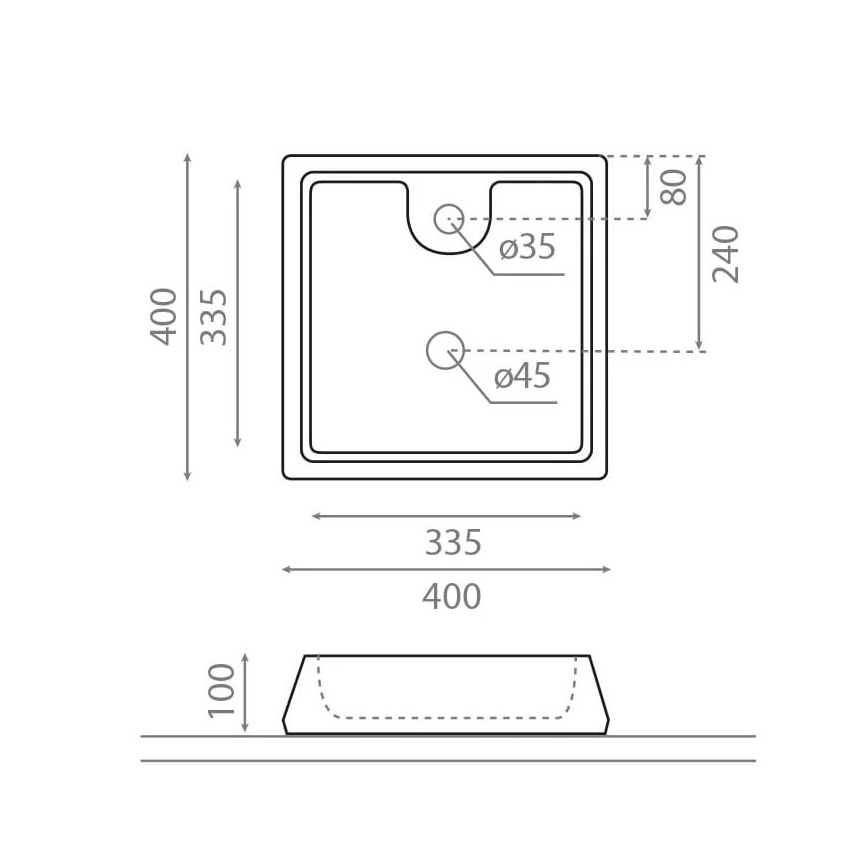 Bathco 4003 - Aufsatzwaschbecken GALICIA 40x40 cm Porzellan/weiß