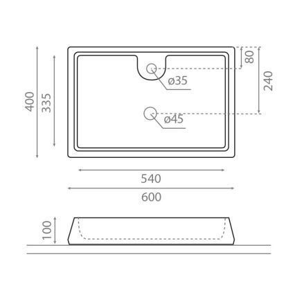 Bathco 4004 - Aufsatzwaschbecken GALICIA 60x40 cm Porzellan/weiß